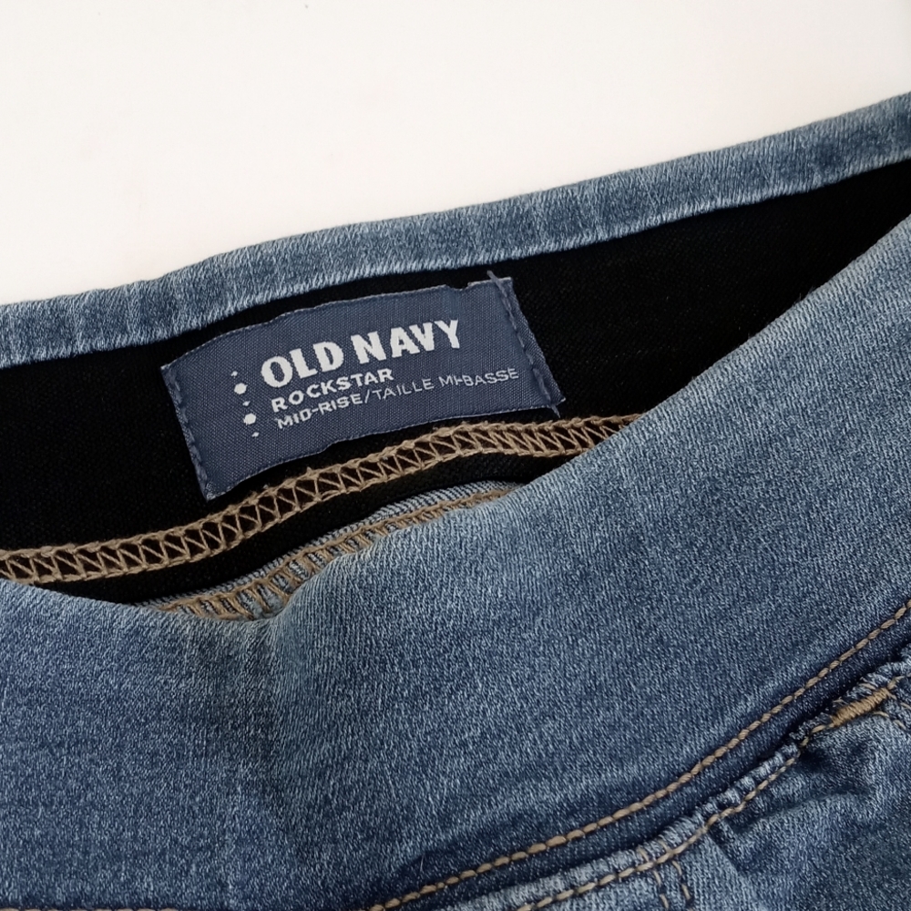 🌿Old Navy Women’s Blue Denim Mid Rise Slip On Jeans Jeggings Leggings 0 - Picture 2 of 8